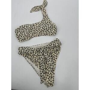 Abercrombie & Fitch Leopard Print Bikini One Shoulder high waisted Large/XL